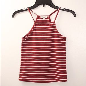 Heart and Hips Red / White Striped Halter Tank Top